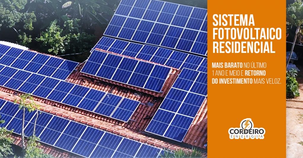 Sistema Fotovoltaico Residencial 50% mais barato Cordeiro Energia